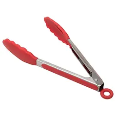 Pegador de Salada Inox com Silicone Mimo Style Vermelho/Prata