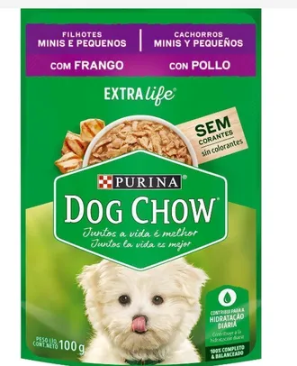 Ração Úmida para Cães Dog Chow Filhotes Minis & Pequenos Frango 100g | R$1,25