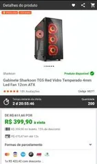 Gabinete Sharkoon TG5 RGB | R$399