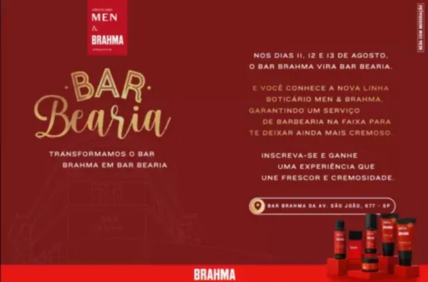 [SP] Ganhe uma Experiencia Brahma e Boticário - Corte de Cabelo, Barba e Bigode 