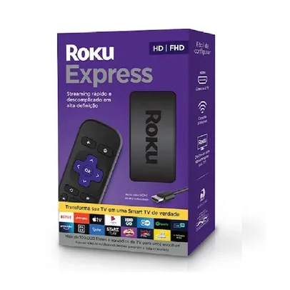 Roku Express - Dispositivo Streaming Player Full HD HDMI Conversor com Controle Remoto - Preto