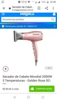 Secador Mondial Golden Rose 2000w R$90