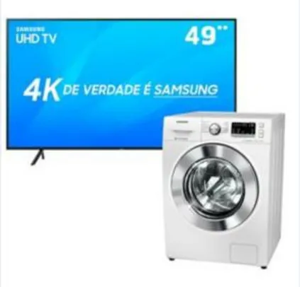 Smart TV LED 49" UHD 4K Samsung 49NU7100 + Lava e Seca Samsung WD4000 - 11Kg R$4198