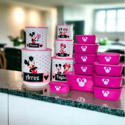 Kit de mantimentos plástico 5 peças + Kit 10 peças Minnie