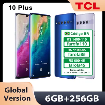 TCL 10 Plus Smartphone 6GB/256GB NFC 6.47" Full Screen AMOLED Snapdragon 665 48MP Camera 