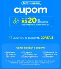 CUPOM Magalu: R$ 20 de desconto acima de R$ 99