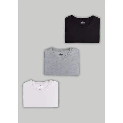 Kit com 3 camisetas slim básicas Hering