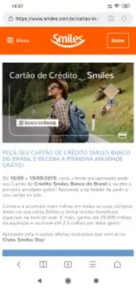Cartão de Crédito Smiles Infinite Banco do Brasil com 1 Ano de Anuidade Grátis