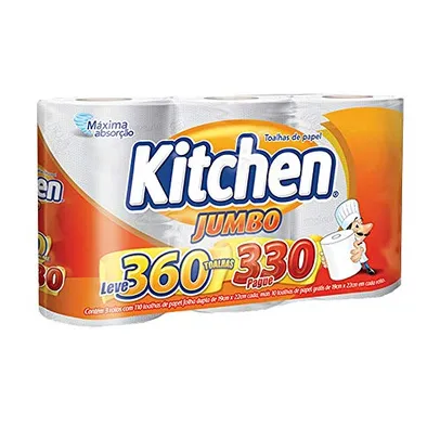 [Rec. + 10 unid] Papel Toalha Kitchen Jumbo Folha Dupla 