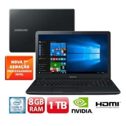 Notebook Samsung Core i7-7500U 8GB 1TB Placa Gráfica 2GB Tela Full HD 15.6” Windows 10 Expert X41 NP300E5M-XF3BR por R$ 2.347,90