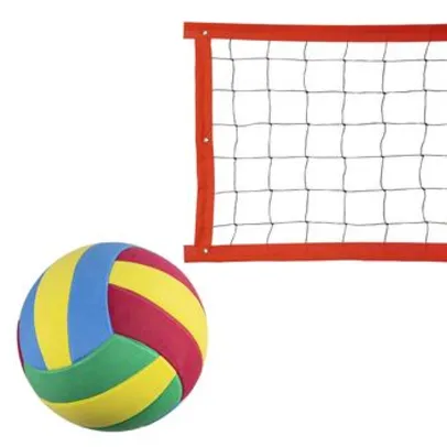 Kit rede de vôlei especial 8 metros laranja + bola - Evo Sports | R$50