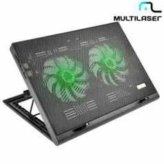 Base Regriferada Para Notebook Multilaser Warrior Power Gamer Com 2 Coolers de 140mm Com LEDs Verdes de 2000RPM e 2 Portas USB - AC267 R$36