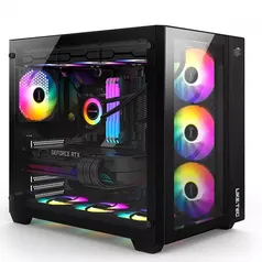 Gabinete Gamer Liketec Zeus V2, Mid Tower, Vidro Temperado, ATX,  Black, Sem Fonte, Sem Fan, LC-CB3X3-ZEUS-2042