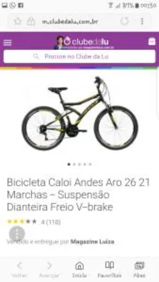 Bicicleta Caloi Andes Aro 26 21 Marchas - Suspensão Dianteira Freio V-brake