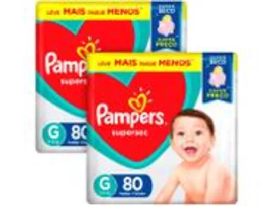 [Regional] 2 Fraldas Pampers Supersec 160 unidades (80 unidades cada) Tamanho G