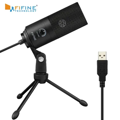 [Taxa inclusa] Microfone Fifine K669 USB com corpo em metal - Para Computador e Notebook