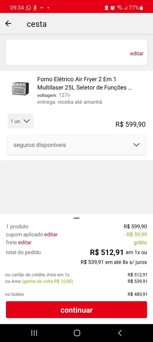 Imagem na descrição da promoção