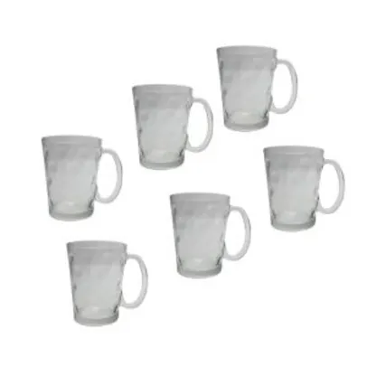 Conjunto de Canecas Casa Ambiente em Vidro 280 ml – 6 Peças | R$24