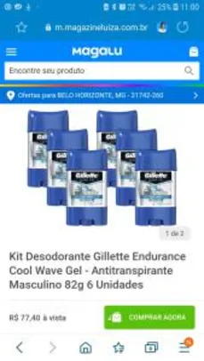 Kit Desodorante Gillette Endurance Cool Wave Gel - Antitranspirante Masculino 82g 6 Unidades