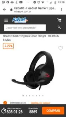 Headset Gamer HyperX | R$290