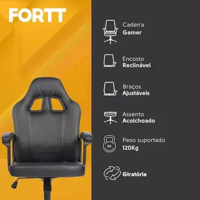 Cadeira Gamer Fortt Lípsia Preta - CGF002-P