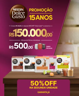 Promoção 15 anos Doce Gusto compre R$40 e concorra a R$150 mil em premios