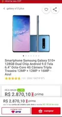 Smartphone Samsung Galaxy S10+ 128GB (R$2.720 com AME)