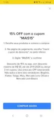 Cupom de 15% off no MercadoLivre