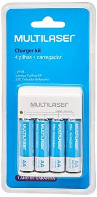 Carregador de Pilhas Multilaser AA/AAA + 4 Pilhas AA 2500Mah - CB054, turquoise