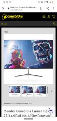 Monitor Concórdia Gamer H270f 27" Led Full Hd 165hz Freesync 1ms | R$ 1189