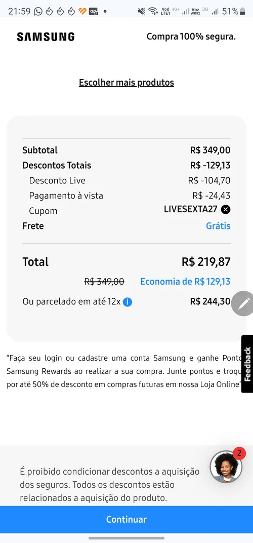 Imagem na descrição da promoção