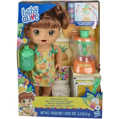 Boneca Baby Alive Misturador Mágico Boneca Bebê Deleite Tropical com Acessórios de Liquidificador, B