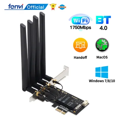 Adaptador de rede para desktop pciexpress WiFii 2.46GHZ e 5GHZ e + Bluetooth 4.0 | FENVI