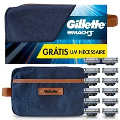 [Prime] Gillette 1 Kit Mach3, Carga para Aparelho 12 Uds + 1 Nécessaire