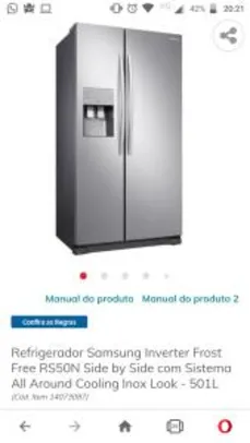 Refrigerador Samsung Inverter Frost Free RS50N - 501L | R$5999