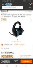 Headset Gamer Logitech G635, RGB, Som Surround 7.1, Drivers Pro-G de 50mm - 981-000748