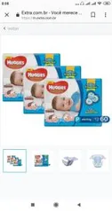 Fraldas Huggies Turma da Mônica Tripla Proteção Mega P - Kit com 180 Unidades - R$87