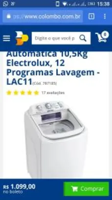 Lavadora de roupas Electrolux Lac11 - R$1099