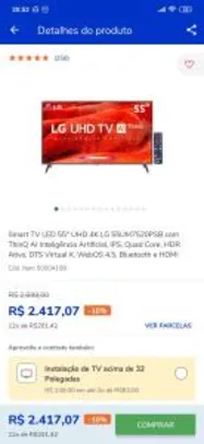 Smart TV LG LED 55" 55UM7520PSB