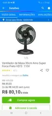 Ventilador de Mesa 30cm Arno Super Force Preto VEF3 110V | R$80