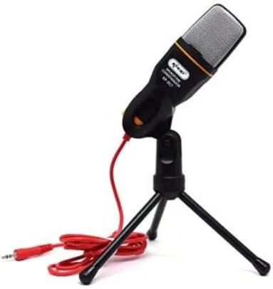 Microfone Condensador para PC com Tripé e Cabo P2 | R$65