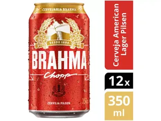 [CLIENTE OURO + CASH R$26] Cerveja Brahma Chopp Lager Pilsen 12 Unidades - Lata 350ml