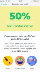 [Usuários Selecionados] Pague qualquer coisa com PicPay e Receba 50% de volta