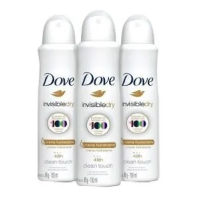 3 Desodorante Aerosol Dove Invisible Dry Feminino 150ml