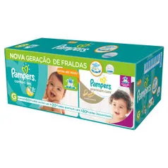 Fralda Pampers Confort Sec Tamanho G com 60 Fraldas Descartáveis + Pampers Premium Care com 20 Fraldas Descartáveis Fralda Pampers Confort Sec Tamanho G com 60 Fraldas Descartáveis + Pampers Premium Care com 20 Fraldas Descartáveis 59,90