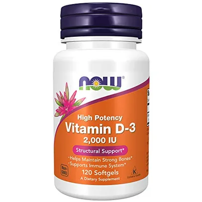 Vitamina D-3 2.000 UI Now Foods (120 cápsulas) | R$76