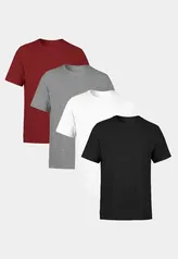 Kit 4 Camisetas SSB Brand Masculina Lisa Básica Premium 100% Algodão Colorido