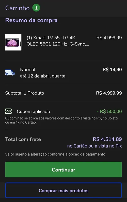 Imagem na descrição da promoção