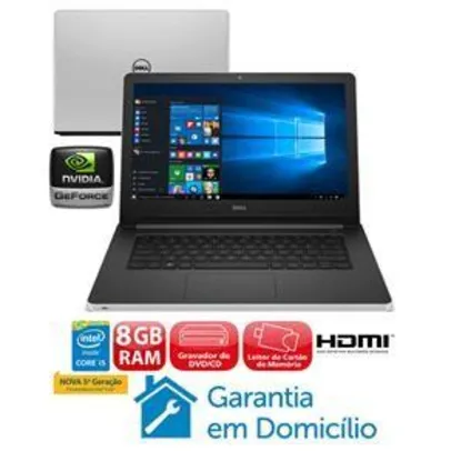 Notebook Dell Core i5-5200U 8GB 1TB Placa Gráfica 2GB Tela 14” Windows 10 Inspiron I14-5458-B40