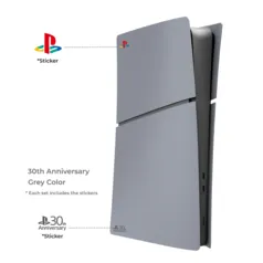 [Gpay / Taxa Inclusas] Capa Temática Limitada PS5 Slim (Físico ou digital) Aniversário 30 anos + Adesivo Logo colorido PlayStation e 30° Anos 